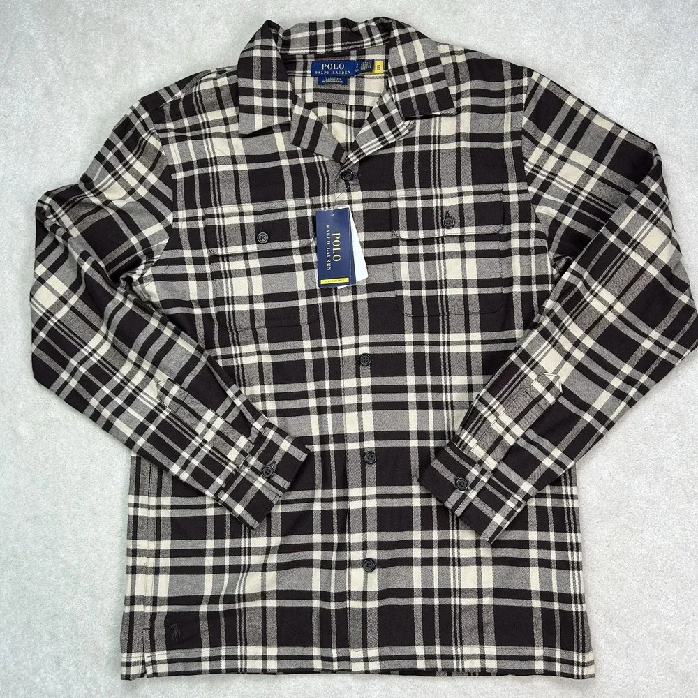 Polo Ralph Lauren Button Up Overshirt Mens S Brushed Twill Camp Loop Performance